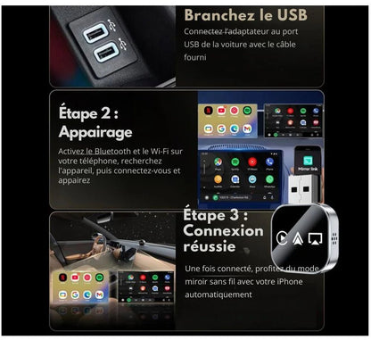Adaptateur CarPlay sans fil 3 - en - 1 (Apple/Android) - Raukner.com
